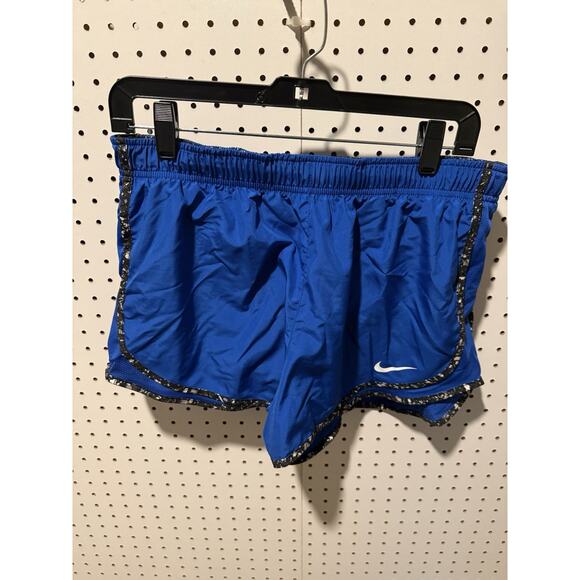 Nike Dri-FIT Women’s Running Shorts – Blue with Patterned Trim – Size Large - Picture 1 of 4